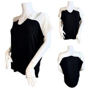 Red Haute Satin Shoulder Black Shirt SZ S $118